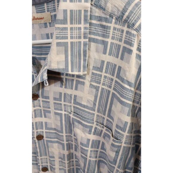 Tommy Bahama Silk shirt Textured Short Sleeve Blue Square Print 2X-Large - Picture 2 of 10